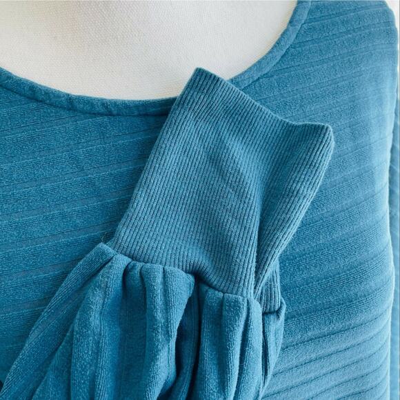Saturday Sunday Shawna Hacci Velour Dolman Sleeve Sweater Blue Viscose Ribbed M - Picture 5 of 12